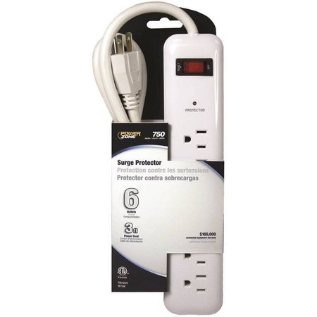 POWERZONE Surge Prot 6Out 750J White OR802124